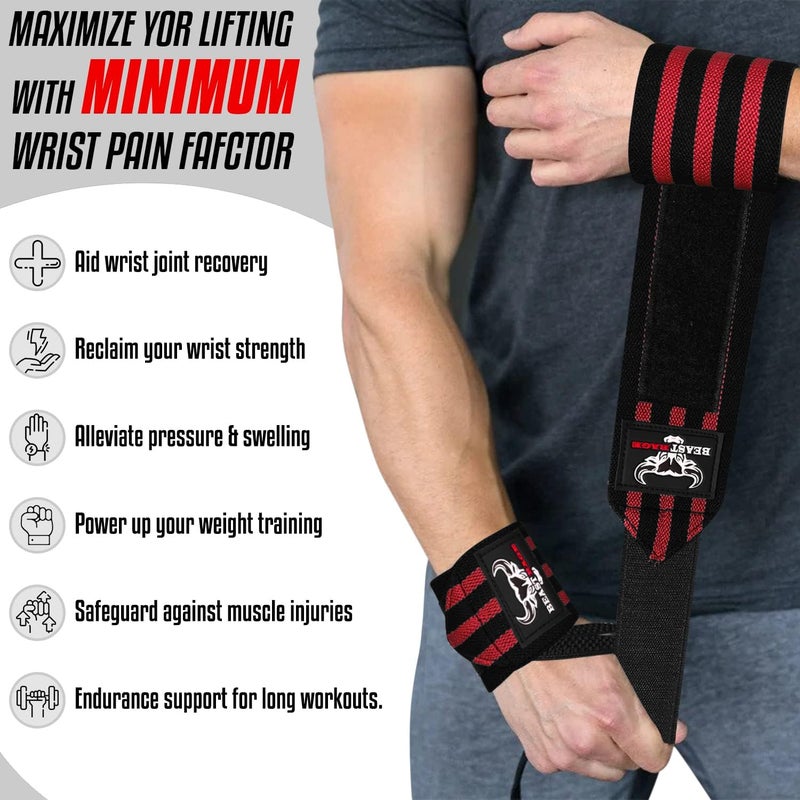 BEAST RAGE Wrist Wraps for Weightlifting - Adjustable Lifting Straps With Thumb Loop for Enhanced Gym Support, Powerlifting, Bodybuilding and Workout - Image 5